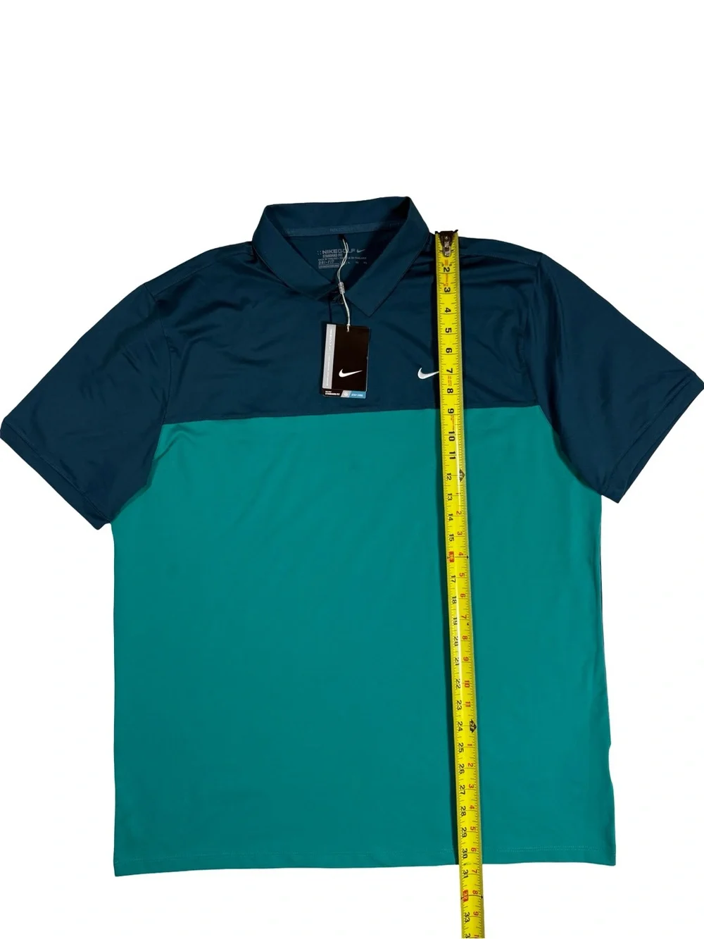 Nike Golf Dri-FIT Polo Shirt Mens XL Blue Teal Colorblock Performance Golf NEW